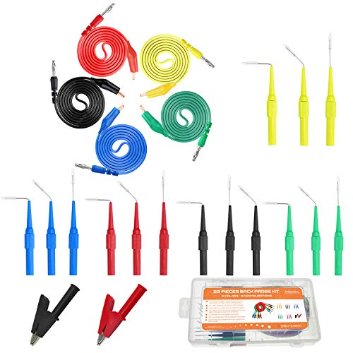 Makeronics 22 PCS Back Probe Kit | Multimeter Back Probe Pins with Test Leads and Alligator Clips Electrical Circuit Diagnostic Tool Set for Car Repair - style: 22 PCS