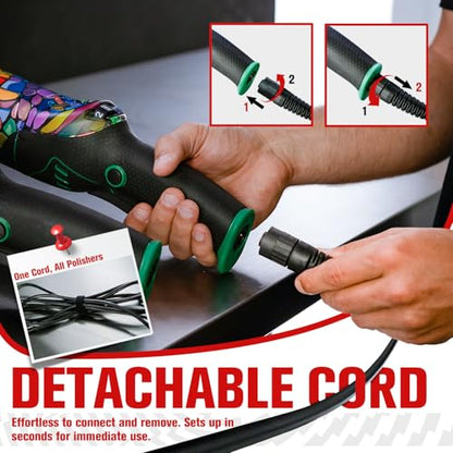 BATOCA P1 Buffer Polisher Kit, 1000W High-Torque Car Buffer - 5-Inch 15mm Long-Throw 6-Speed Dual Action Polisher - Deluxe Set with Custom Bag, 16.4ft Detachable Cord, Anti-Vibration, Pad Care Tools - size: Pro Kit