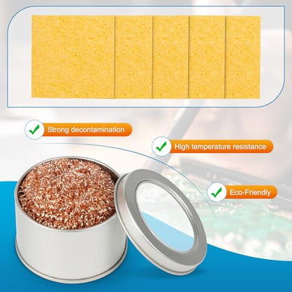 Tip Cleaning Kit, Solder Wick, 0.6mm Solder Wire, Solder Iron Tip, Brass Cleaning Wire, Soldering Tip Cleaner, Cleaning Sponge & Solder Flux, Supplied By Wonderway (SWK-002) - color: Swk-002
