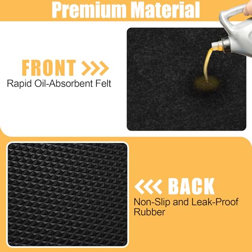Papillon Oil Spill Mat & Garage Floor Mat | 36" x 60" Oil Change Mat for Under Car - Highly Leak-Proof, Non-Slip, Durable, Washable, Waterproof, Black - size: 3' x 5' (Rectangular)