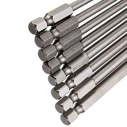 Wolfride 8Pcs Torx Head Screwdriver Bit Set 1/4 Inch Hex Shank Torx Head Drill Bits T8 T10 T15 T20 T25 T27 T30 T40 Magnetic Torx Bit set S2 150mm Length - style: Torx Head