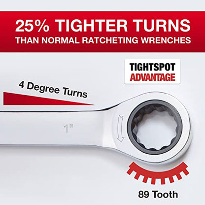 Jaeger 1 Inch Ratchet Combination Wrench with 89-Tooth Ratcheting Precision and Hardened, Polished Steel for Projects with Tight Spaces - size: 1 Inch/SAE