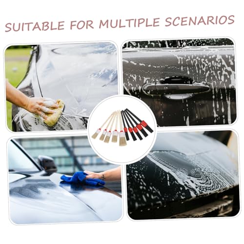 10pcs Car Detail Cleaning Brush Set with Fine Round Head, Pp Bristles for Interior and Engine Detailing, Dashboard and Air Vent Cleaning Tools for Auto Maintenance