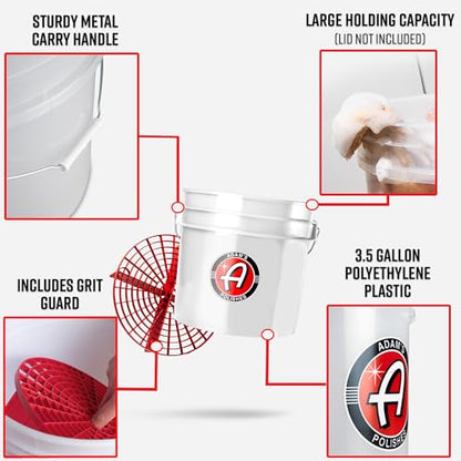 Adam's Polishes Wash Bucket (3.5 Gallon Bucket + Grit Guard) - Car Detailing Tool for Car Washing & Garage Storage | Stores Car Wash Soap, Foam Cannon, Foam Gun, Microfiber Towels & More - size: 3.5 Gallon Bucket + Grit Guard