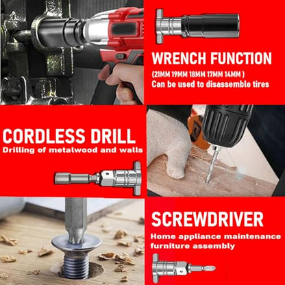 1/2" Cordless Impact Wrench 980 N.m Power Impact, w/2pcs 21V 2x6.0AH M18 Rechargable Battery, Fast Charger,Impact Driver Kit (0-8800 rpm), Socket for drill,Screwdriver,lug nuts