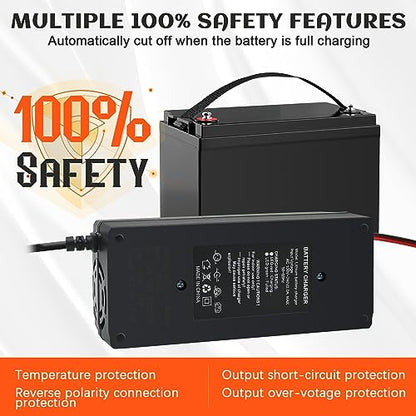 12V 3A Lithium Battery Charger 14.6V LiFePO4 Battery Charger, Battery Maintainer, Smart Charger with LED Indicator Cooling Fan for 12.8V Lithium Iron Phosphate Battery