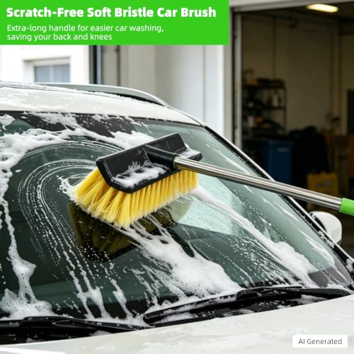 2 Pack 62" Car Wash Brush with Long Handle, Chenille Microfiber Car Wash Mop Mitt, Scratch-Free Soft Bristles Brush , Windshield Window Squeegee, Car Cleaning Kit Supplies for Car,Truck,SUV,RV,Boat - size: 5 Pack