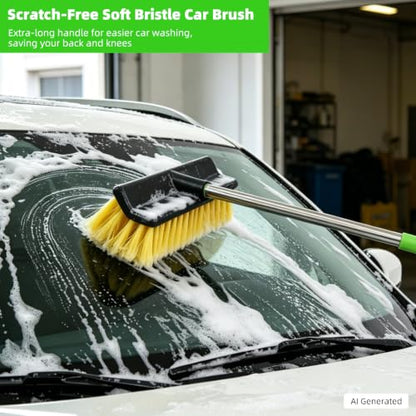 2 Pack 62" Car Wash Brush with Long Handle, Chenille Microfiber Car Wash Mop Mitt, Scratch-Free Soft Bristles Brush , Windshield Window Squeegee, Car Cleaning Kit Supplies for Car,Truck,SUV,RV,Boat - size: 5 Pack
