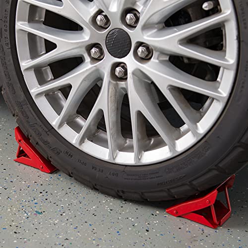 Big RED 2 Pack Steel Wheel Chock Foldable Tire Stop for Car,Trailer, TD5775