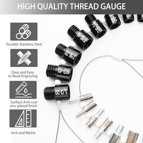 Nut and Bolt Thread Checker, Bolt Size Finder, 28 Male/Female Thread Gauges (15 Inch & 13 Metric) Thread Checker Standard and Metric, Bolts and Nut Identifier Gauge - size: 28 Gauges (15 Inch & 13 Metric)