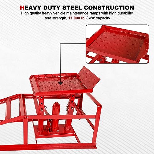 1 Pack Automotive Car Service Ramp Low Profile Car Lift Service Ramp Truck Trailer Garage 5 Tons 5T 10000lbs, Automotive Hydraulic Lift Repair Frame Lift, Height Hydraulic Vehicle Ramp (Red) - size: Red-1 Pack