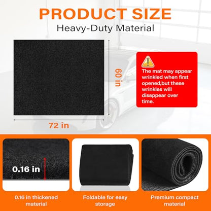 Heavy Duty Oil Mat for Driveway, 60 x 72 Inch Garage Mat for Under Car | Premium Oil Change Mat, Rubber Backing Non-Slip and Waterproof, Absorbent Pads Protect Your Floor from Spills, Oil Drips - size: 60x72in