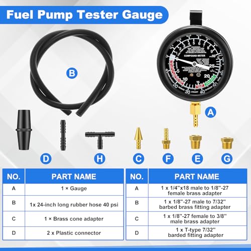 Sabary 12V Engine Timing Light with Spark Plug Tester Inductive Ignition Timing Light Gun and Vacuum and Fuel Pump Tester Gauge Leak Pressure Diagnostics Gauge for Car, Motorcycle, Marine