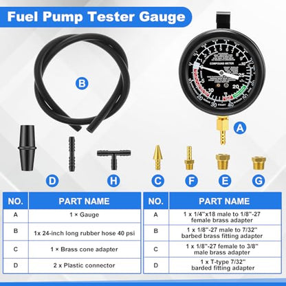 Sabary 12V Engine Timing Light with Spark Plug Tester Inductive Ignition Timing Light Gun and Vacuum and Fuel Pump Tester Gauge Leak Pressure Diagnostics Gauge for Car, Motorcycle, Marine
