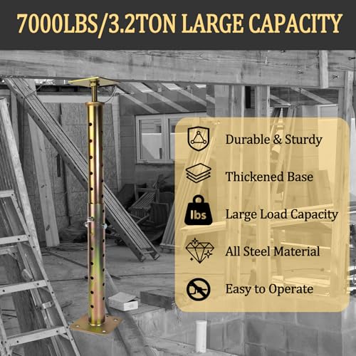 House Floor Jacks Post Pole for Leveling, 18-35 Inches Adjustable Post Basement Support Pole Jacks, Heavy Duty Telescoping Jacks for Leveling, Floor Joist Jack for House Lifting Temporary Support