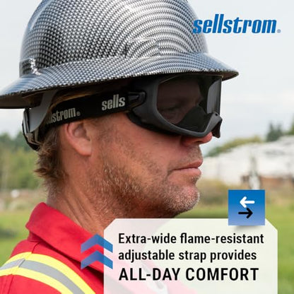 Sellstrom Odyssey II Wildland Fire Safety Goggles - Anti-Fog, Anti-Scratch Eye Protection Goggles for Men & Women - FR Strap, fits over Glasses, ANSI Z87.1 - style: Smoke Lens
