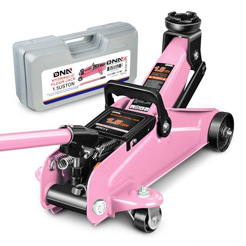 DNA Motoring 1.5 Ton Car Floor Jack Low Profile Hydraulic Trolley Service/Floor Jack, 1.5T / 3000 lbs Capacity, Lifting Range 5.3 Inch -12 Inch, with Storage Case, Pink, TOOLS-00327-PK - color: Pink, style: 1.5 ton
