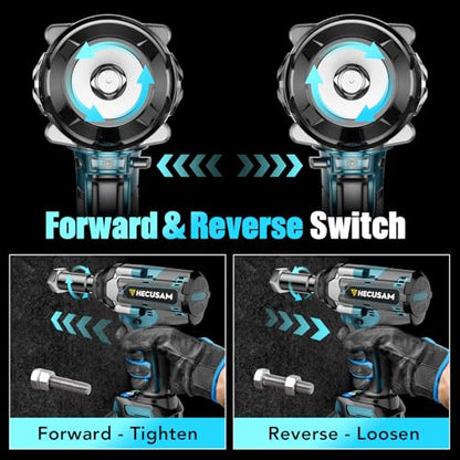 1/2" High Torque Impact Wrench, 1500N.m 1106FT-LB Brushless Cordless Impact Gun, 3-Speed Reverse Auto-Stop Electric Impact Driver with LED Light, 2×4.0Ah Battery for Auto Repair & Heavy-Duty Work