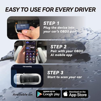 OBD2 Scanner Bluetooth Diagnostic Tool,Car Code Reader for Vehicles | Wireless Check Obd II Scanner for iOS & Android, No Subscription Fee, Fit for All OBDII Protocol Cars 1996+