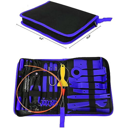 GOOACC 40Pcs Trim Removal Tool,Auto Terminal Removal Key Tool,Auto Clip Pliers Stereo Removal Tools,Car Upholstery Repair Removal Kit,Precision Hook and Pick Set,Wiring Threader,Car Film Scrape-Blue - color: Blue