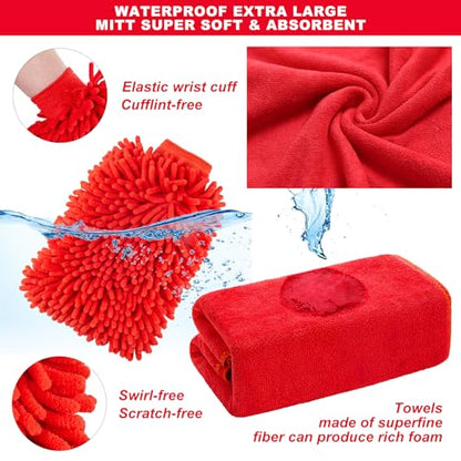 16Pcs Car Wash Cleaning Kit with Foam Gun Sprayer Detailing Brushes Windshield Cleaning Tool Rim and Tire Brush Towels Complete Interior Exterior Detailing Set for Car - size: 16Pcs