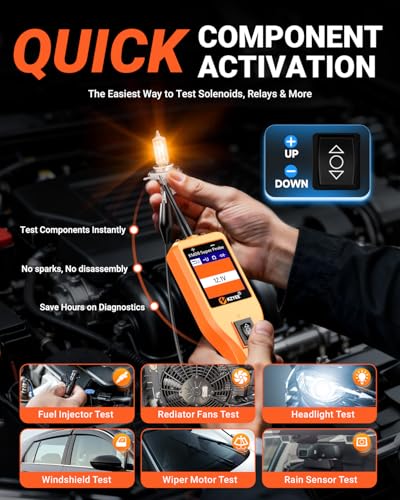 KZYEE KM06 Automotive Power Circuit Probe Tester 8-35V, All-in-One Electrical Diagnostic Tool with Component Activation, Short Circuit Finder, Wire Tracer & Trailer Light Tester for Cars, Trucks & RVs - color: Amber Orange