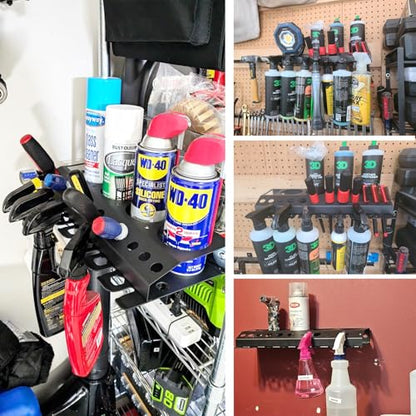Bottle Storage Rack, 1pc-Black | Detailing Brush Organizer, Spray Bottle Storage Rack, 3/8" Air Tool Holder, For Garage and Workspace
