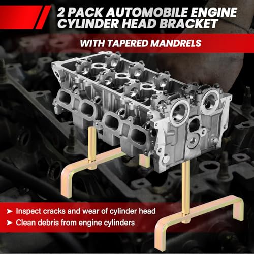 DASBET Cylinder Head Stands 2PCS Cylinder Head Stand Holder Tool | Automobile Engine Cylinder Head Bracket with Tapered Mandrels Cylinder Head Work Stand Set for Engine Maintenance and Storage