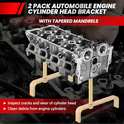 DASBET Cylinder Head Stands 2PCS Cylinder Head Stand Holder Tool | Automobile Engine Cylinder Head Bracket with Tapered Mandrels Cylinder Head Work Stand Set for Engine Maintenance and Storage