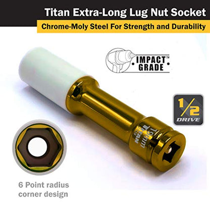 Titan 21119 1/2-Inch Drive x 19mm Non-marring Impact Extra-Long Lug Nut Socket - size: XL 19mm
