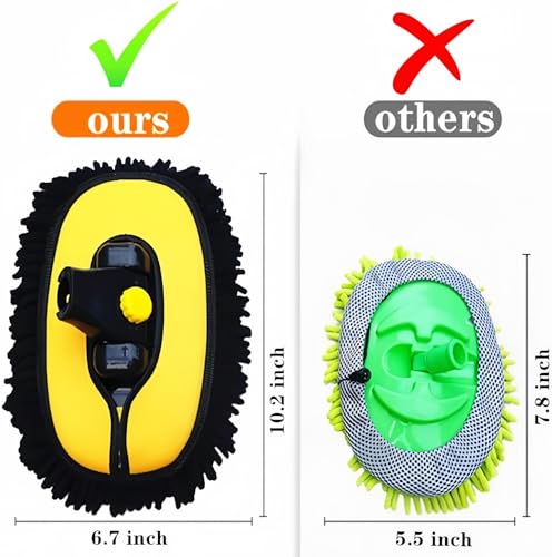 BMLEI Car Wash Brush with Long Handle, Microfiber Towels Car Wash Kit Cleaning Supplies, Car Wash Mop Mitt with 2 Replacement Head , Extension Pole Car Brush Cleaning Kit for Cars Trucks - color: Yellow Mop With Yellow Washing Cloth