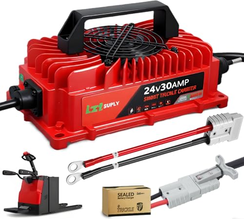 24V/29.2V 30Amp Battery Charger, IP67 Waterproof Sealed Forklift Charger with M8 Ring Terminal Lead Acid Trickle Battery Charger for Floor Scrubber, Pallet Jack, Forklift - color: 1000w 24V 30A Lead Acid Charger-Red