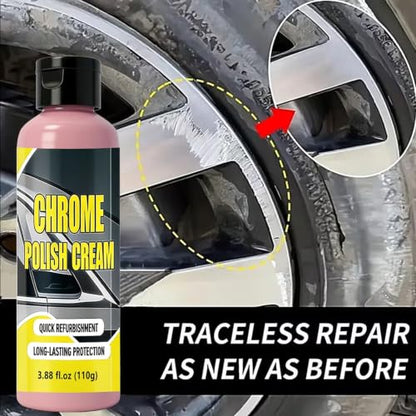 Chrome Polish Cream - Car Metal Polish for Rust & Oxidation Removal, Quick Refurbishment & Long-Lasting Protection for Chrome Wheels, Bumpers, Trim, Accessories