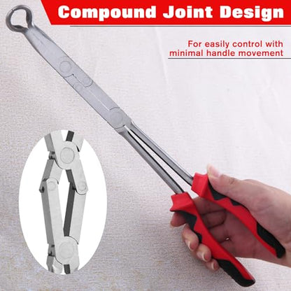 Extra Long Nose Hose Grip Pliers 13" Spark Plug Pliers Long Reach XL Pivot Ring Nose Plier Hose Removal Plier with Serrated Jaw Spark Plug Boot Puller for Hard to Reach Narrow Spaces,Large - style: Large Ring Nose