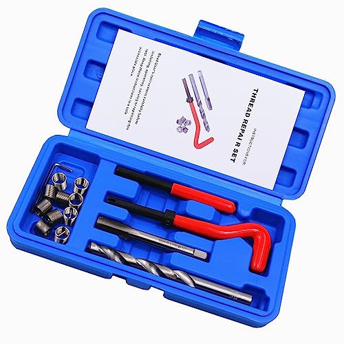15pcs Thread Repair Kit M10 x 1.0mm Metric Thread Repair Insert Kit | Compatible Hand Tool Set for Auto Repairing (M10-1.0)