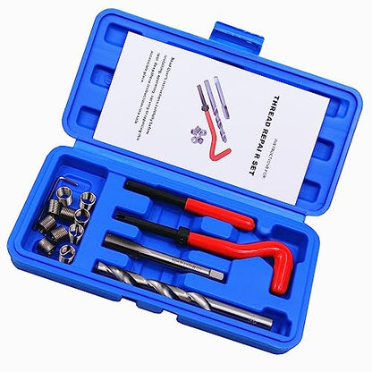 15pcs Thread Repair Kit M10 x 1.0mm Metric Thread Repair Insert Kit | Compatible Hand Tool Set for Auto Repairing (M10-1.0)