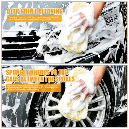 Car Wash Sponge 2 Pack - Large Plush Scratch-Free Cleaning Sponges, High Foam Long-Hair Microfiber Wash Sponge for Cars Trucks SUVs & Household Use - color: 2 Pack
