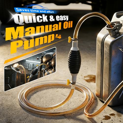 Multifunctional Liquid Siphon Pump, Manual Hand Pump for Gasoline Diesel Water, Double Stop Valve Leak-Free Transfer, Oil Extractor with Hose for Car Motorcycle Boat (5-Feet Hose)
