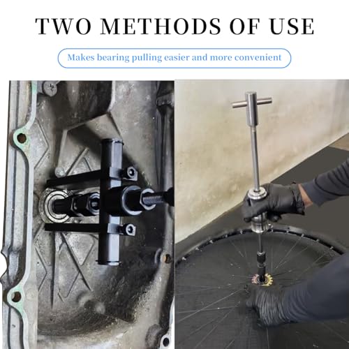 12pcs Blind Hole Bearing Puller Set Internal Bearing Extractor Puller Kit Motorcycle Bicycle Wheel Bearing Removal Tool Slide Hammer Pilot Insert Inner Bearing Puller Tool with Expanding Collet 8-32MM
