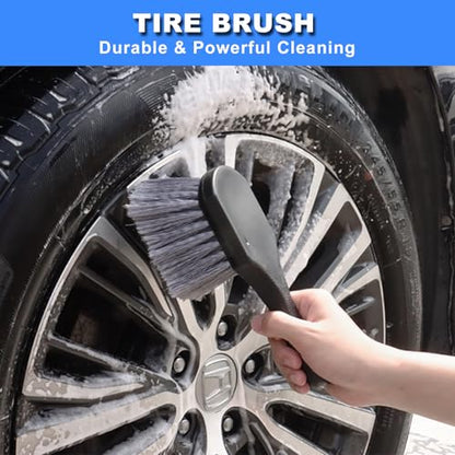 10Pcs Wheel Brush Kit for Cleaning Wheel and Tire, Wheel and Rim Brush, Car Detailing Brushes, Tire Brush, Bendable & Durable Car Wheel Rim Cleaner Brush Set,Car Cleaning Brush Supplies Kit - color: Blue