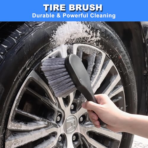 10Pcs Wheel Brush Kit for Cleaning Wheel and Tire, Wheel and Rim Brush, Car Detailing Brushes, Tire Brush, Bendable & Durable Car Wheel Rim Cleaner Brush Set,Car Cleaning Brush Supplies Kit - color: Blue