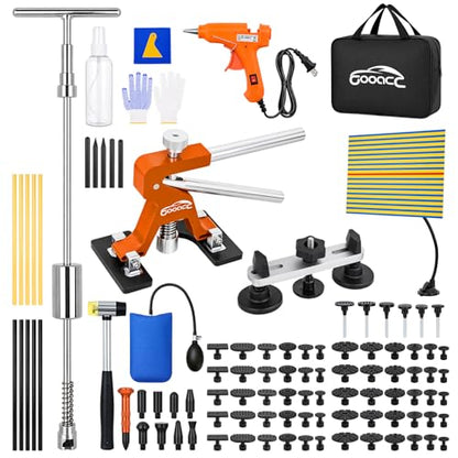 GOOACC 100 PCS Car Dent Puller Paintless Dent Removal Tool | Adjustable Lifter Bridge Pullers 2 in 1 T-Bar Slide Hammer Glue Gun Reflector Board Repair Kit for Car Dent Hail Damage Ding - color: 100PCS Dent Puller Kit