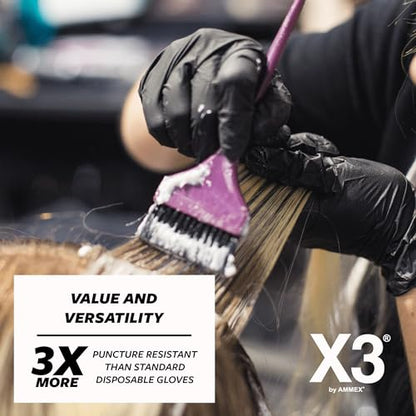 X3 Black Gloves, Disposable, Latex Free, Nitrile, for Cooking, Food Prep, 3 Mil, Powder-Free, Sizes Small through XX-Large - size: X-Large, style: Case of 1000