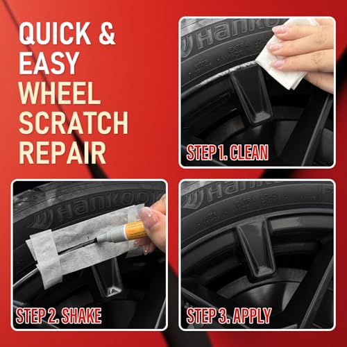 Wheel Scratch Repair Kit, Wheel Repair Kit Curb Rash, DIY Alloy Wheel Repair Kit, Car Wheel Rim Scratch Repair Kit, Rim Paint Pen for Wheel Repair, Universal Color Black Wheel Paint (Matte Black) - color: No.02 Matte Black