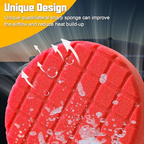 Foam Buffing Pads 5.5 Inch, 3Pcs Red Waxing Polishing Pad Set for Car Paint Gloss, Sealing Glaze and Detailing - color: Red, size: 5.5 - Inch