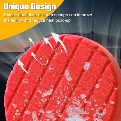 Foam Buffing Pads 5.5 Inch, 3Pcs Red Waxing Polishing Pad Set for Car Paint Gloss, Sealing Glaze and Detailing - color: Red, size: 5.5 - Inch