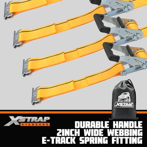 XSTRAP STANDARD 2"x16' E-Track Ratchet Straps 4 Pack Orange Tie Down Straps | 4,400 LBS Break Strength Heavy Duty Wheel Tie-Downs for Moving, Truck, Trailers, Motorcycles, Kayaks, Car Roof, Vans - size: Orange-4PK-16FT