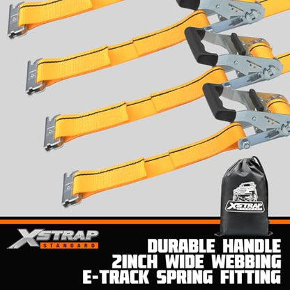 XSTRAP STANDARD 2"x16' E-Track Ratchet Straps 4 Pack Orange Tie Down Straps | 4,400 LBS Break Strength Heavy Duty Wheel Tie-Downs for Moving, Truck, Trailers, Motorcycles, Kayaks, Car Roof, Vans - size: Orange-4PK-16FT