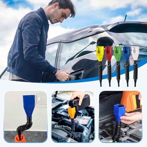 Oil Funnels for Automotive Use, 2025 Upgraded Universal Household Folding Buckle Funnel, Universal Wide Mouth, Easy to Carry Wide Mouth Flexible Funnel for Car Motorcycle - color: 2 Pack