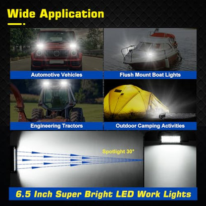 WFPOWER Magnetic LED Work Light Bar, 48W LED Combo Beam Light Pod with Magnetic Base Mount, Portable LED Light Flood and Spot for Camping Car SUV Boat Bar Truck Driving Lamp Fog Lights - size: Portable Magnetic Work Light